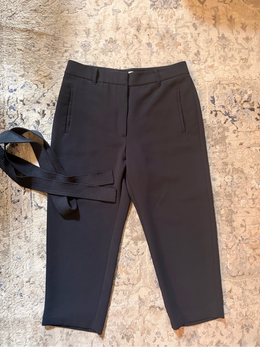 Wilfred Black Cropped Straight-Leg Trousers